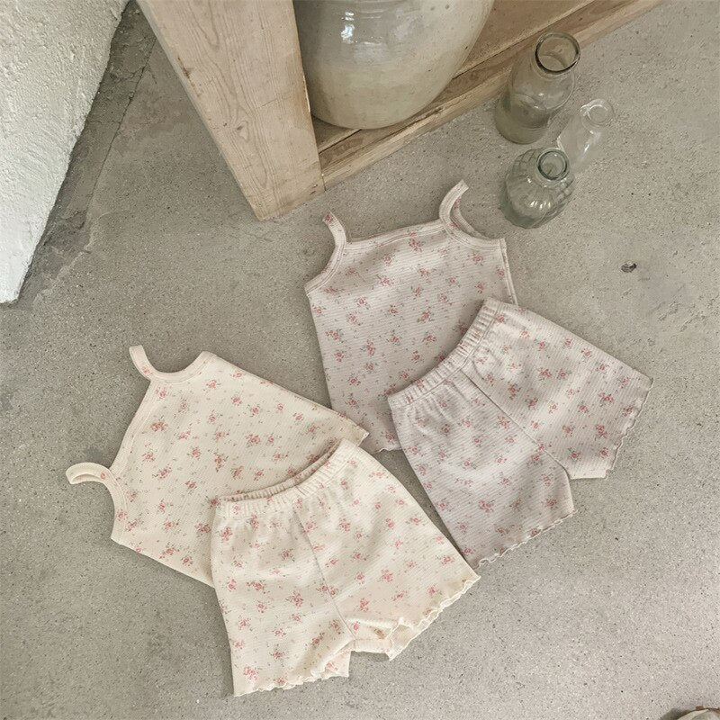 Retro Floral 2pc Pajama Shorts Set
