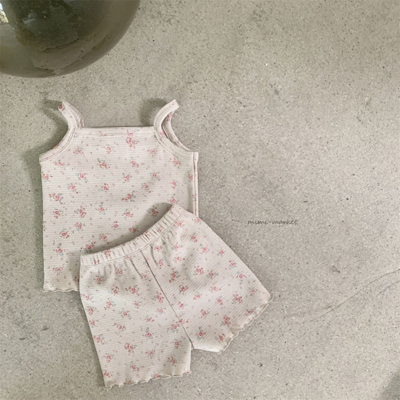 Retro Floral 2pc Pajama Shorts Set