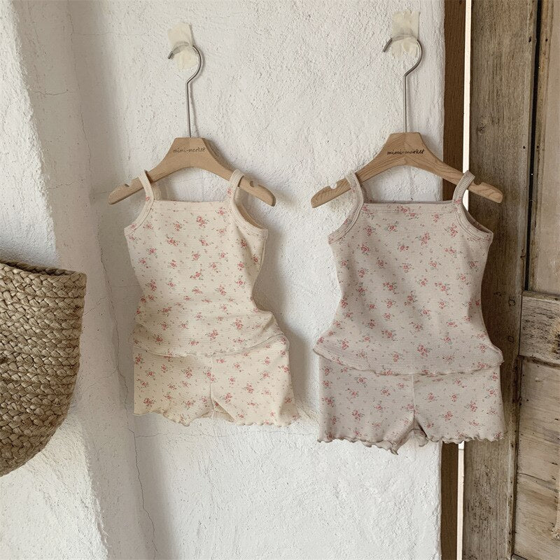 Retro Floral 2pc Pajama Shorts Set
