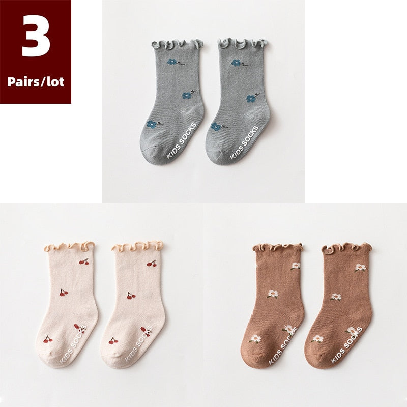 3 Pairs/ Socks Anti Slip Newborn Baby Cotton Socks