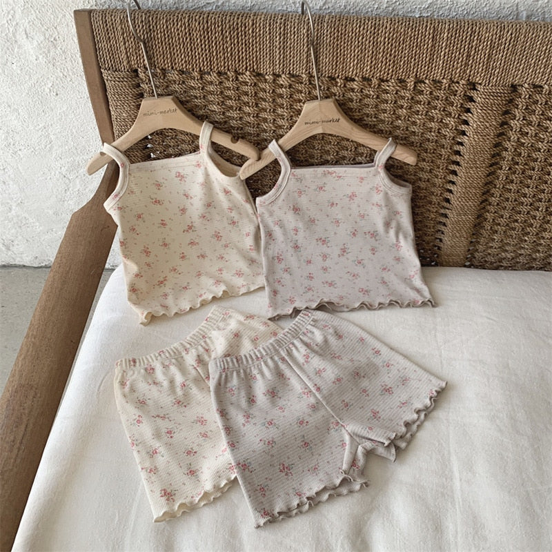 Retro Floral 2pc Pajama Shorts Set