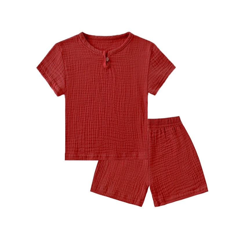 Linen 2 pc Short and Tshirt Set