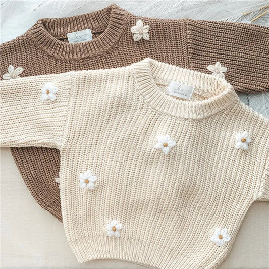 Daisy Floral Knit Pullover Sweater