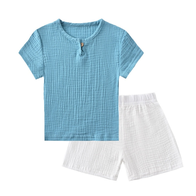 Linen 2 pc Short and Tshirt Set