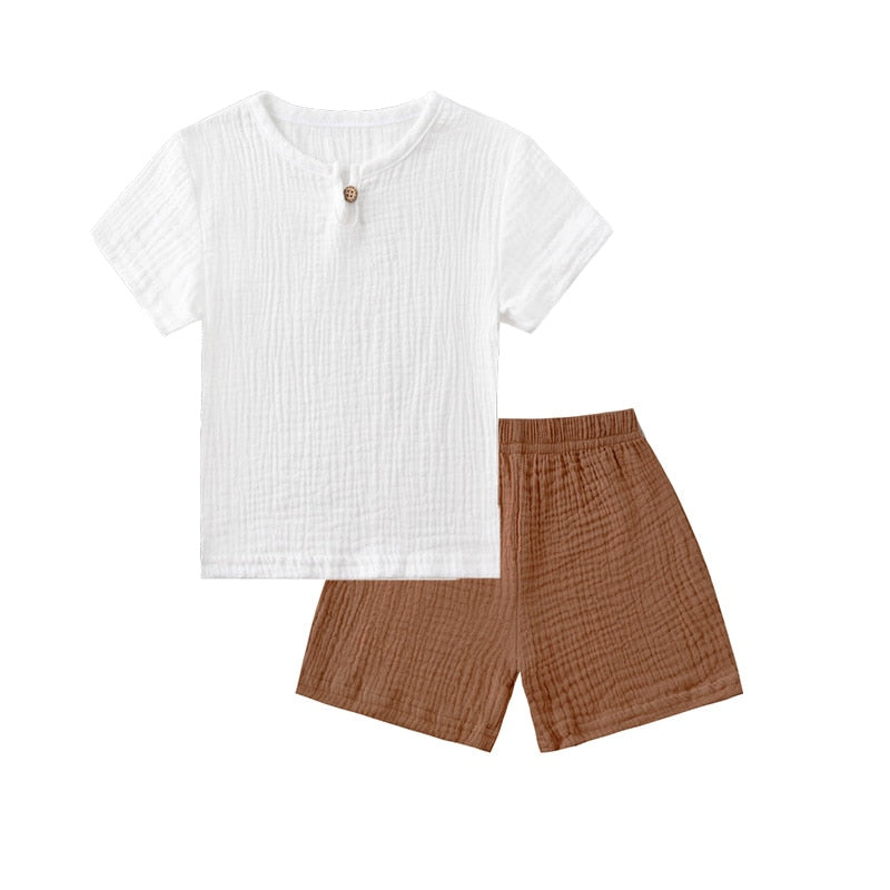 Linen 2 pc Short and Tshirt Set