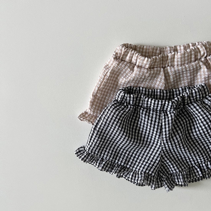 Checkered Ruffle Tee and Shorts 2Pcs