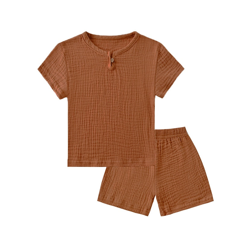 Linen 2 pc Short and Tshirt Set