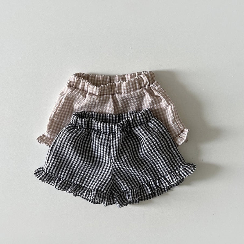 Checkered Ruffle Tee and Shorts 2Pcs