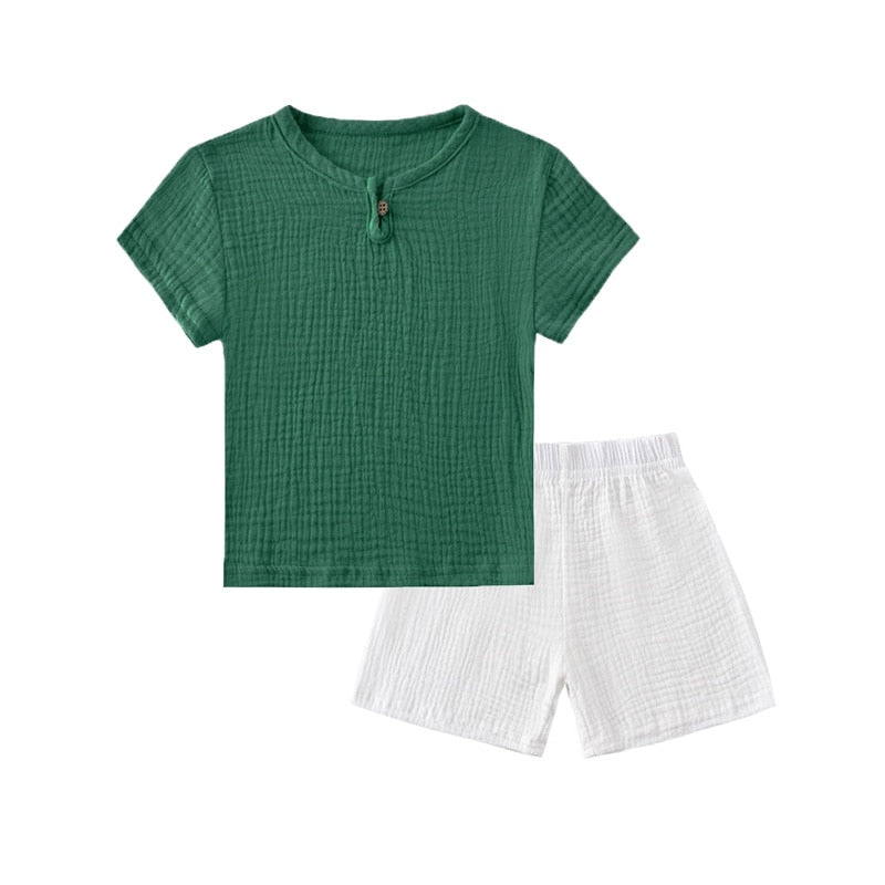 Linen 2 pc Short and Tshirt Set