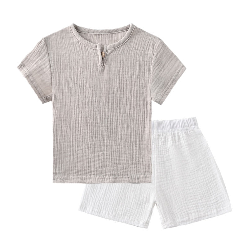 Linen 2 pc Short and Tshirt Set