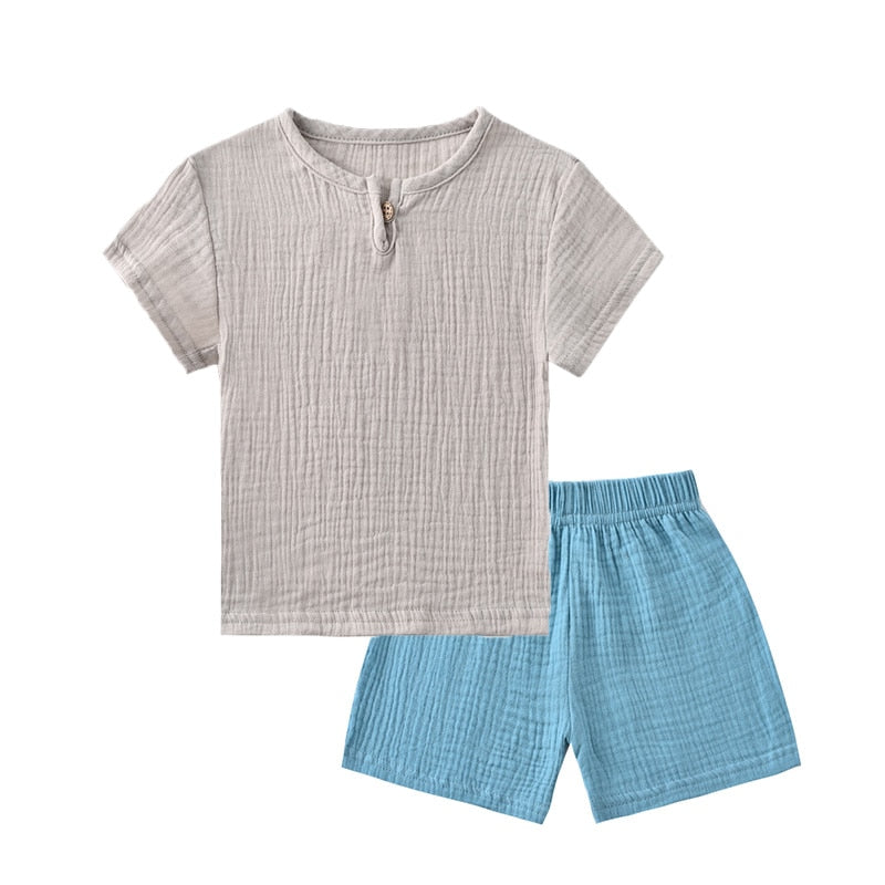 Linen 2 pc Short and Tshirt Set