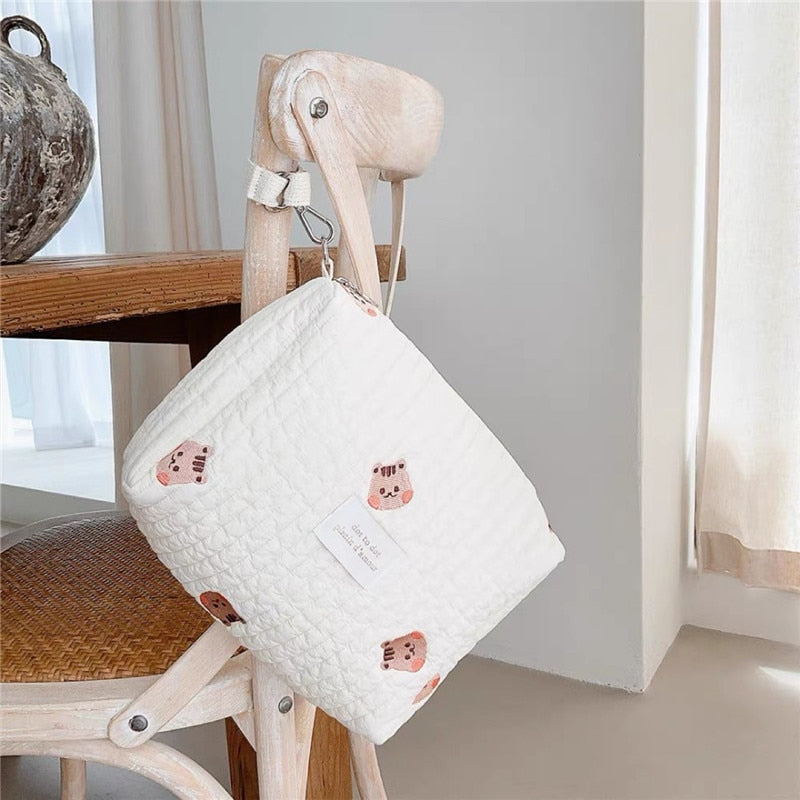 Quilted Baby Embroidered Diaper Caddy Organizer