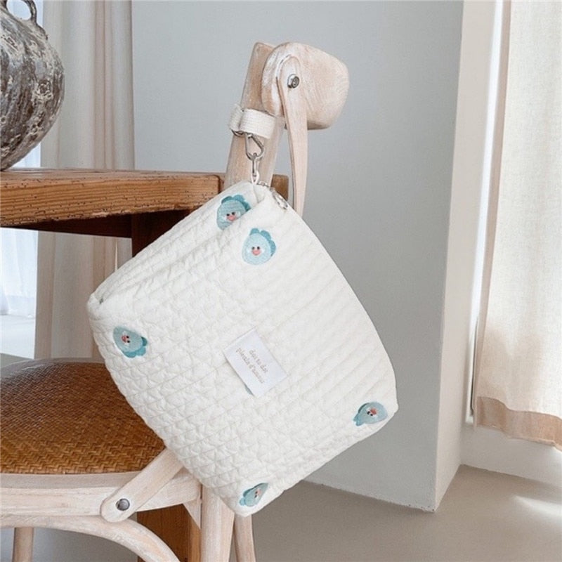 Quilted Baby Embroidered Diaper Caddy Organizer