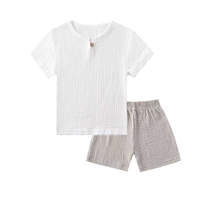 Linen 2 pc Short and Tshirt Set