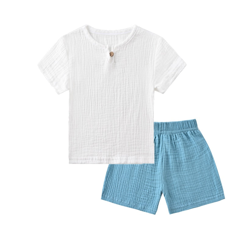 Linen 2 pc Short and Tshirt Set