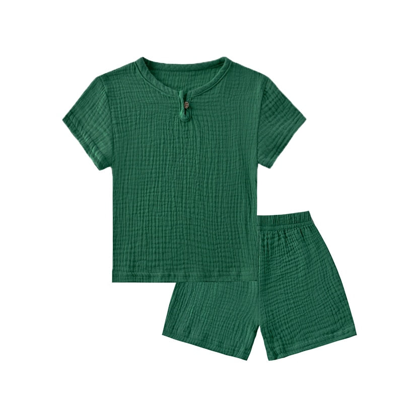 Linen 2 pc Short and Tshirt Set