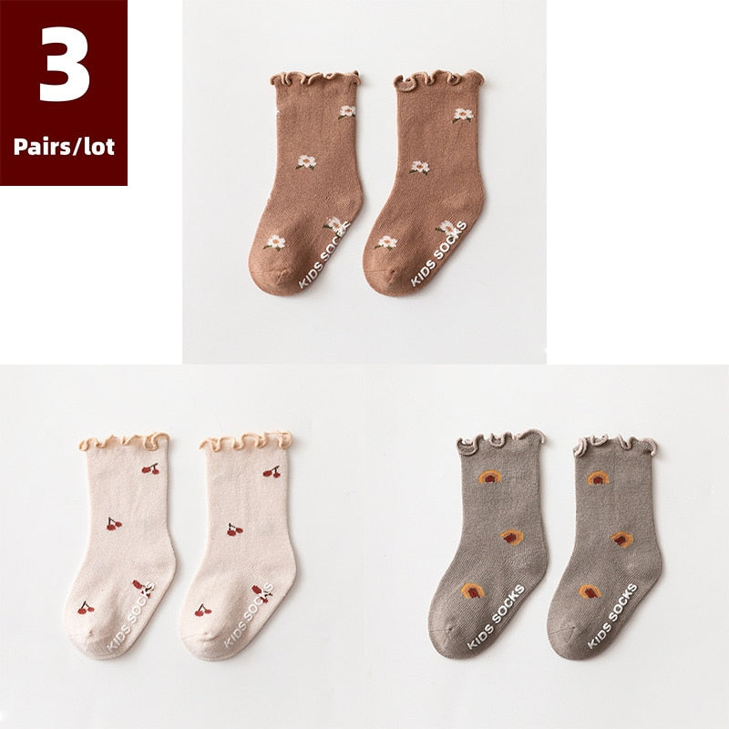 3 Pairs/ Socks Anti Slip Newborn Baby Cotton Socks