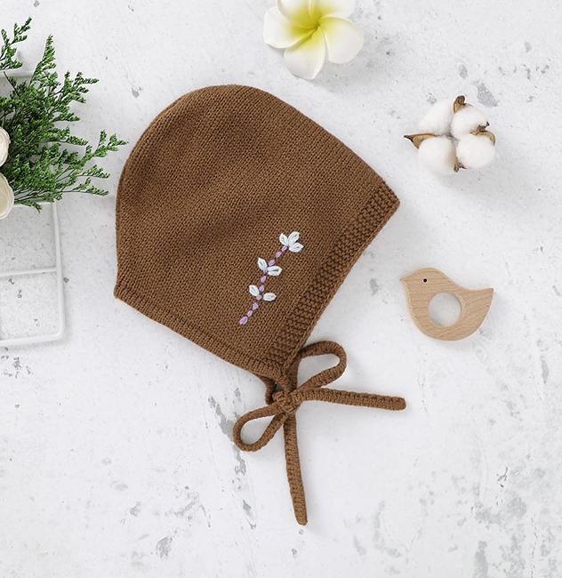 Soft Knitted Embroidered Baby Hat