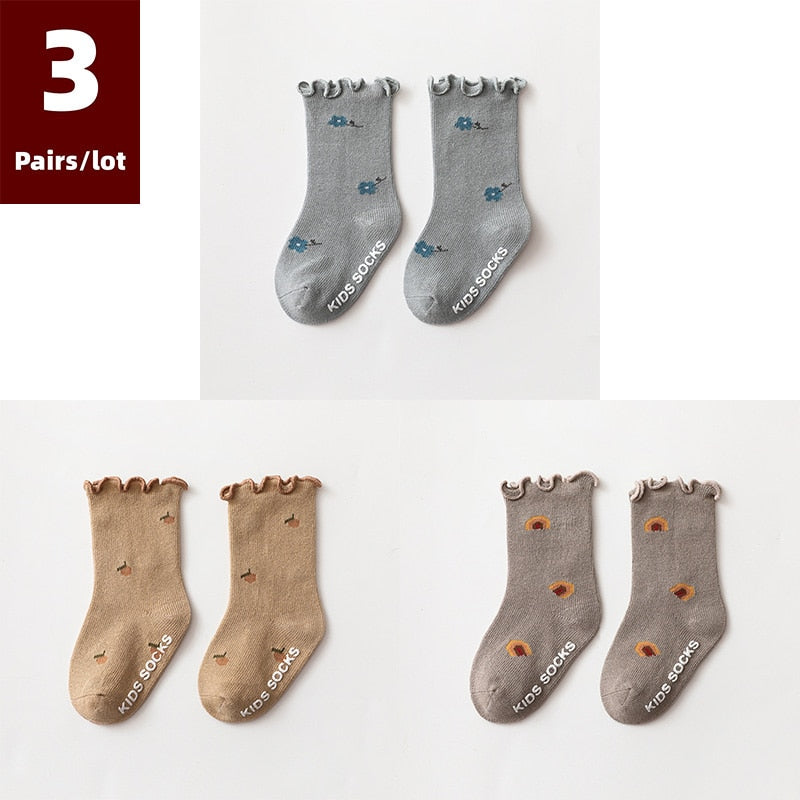 3 Pairs/ Socks Anti Slip Newborn Baby Cotton Socks