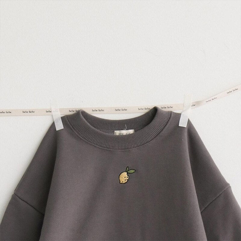 Baby Crewneck Lemon Embroidery Sweatshirts