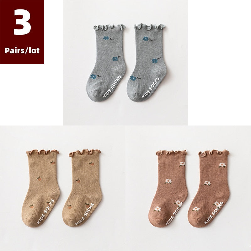 3 Pairs/ Socks Anti Slip Newborn Baby Cotton Socks