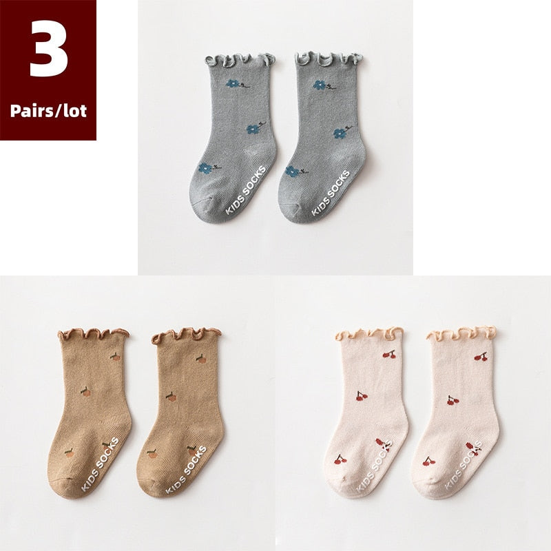 3 Pairs/ Socks Anti Slip Newborn Baby Cotton Socks