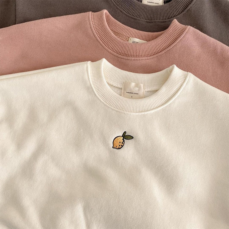 Baby Crewneck Lemon Embroidery Sweatshirts