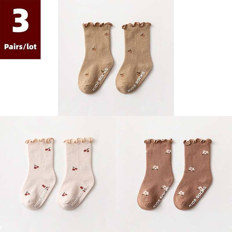 3 Pairs/ Socks Anti Slip Newborn Baby Cotton Socks