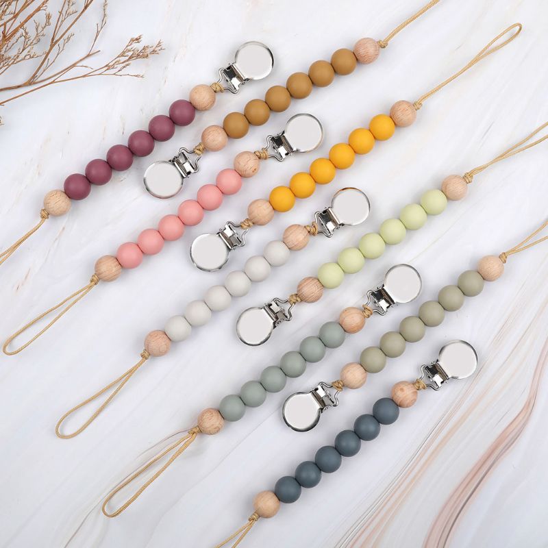 Pacifier Clips Chain Silicone Beads BPA Free