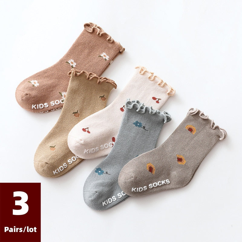 3 Pairs/ Socks Anti Slip Newborn Baby Cotton Socks