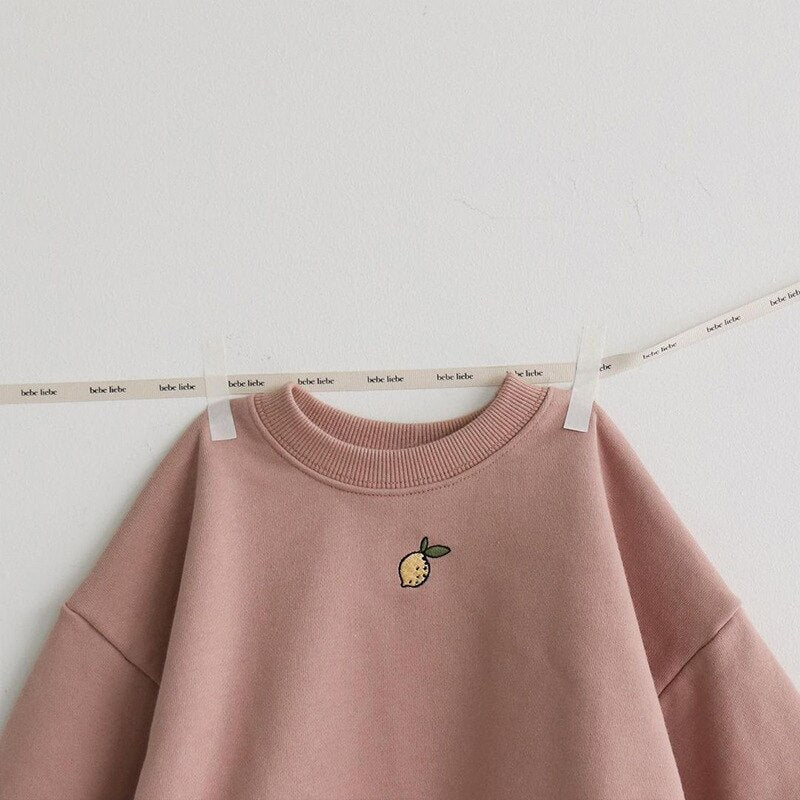 Baby Crewneck Lemon Embroidery Sweatshirts