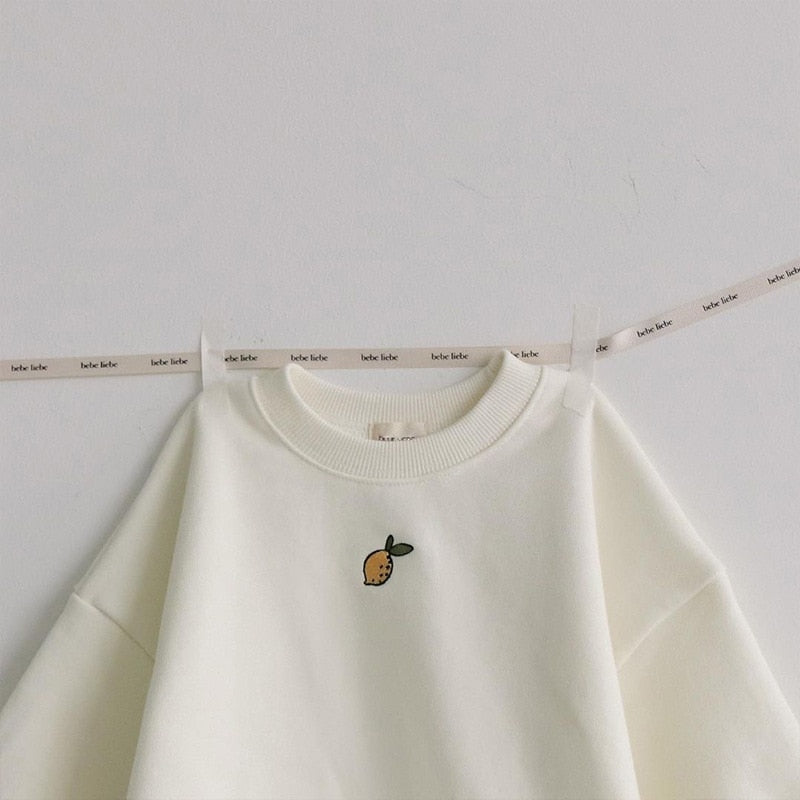 Baby Crewneck Lemon Embroidery Sweatshirts