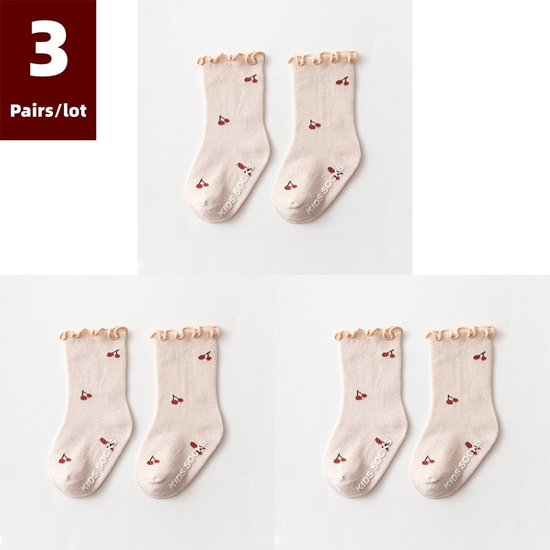 3 Pairs/ Socks Anti Slip Newborn Baby Cotton Socks