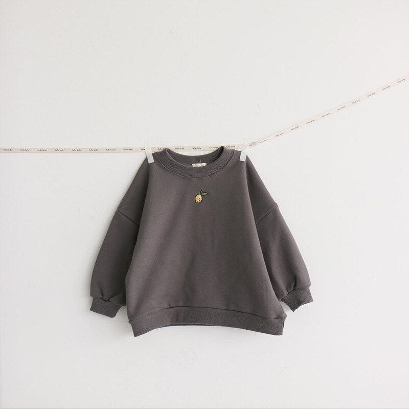 Baby Crewneck Lemon Embroidery Sweatshirts