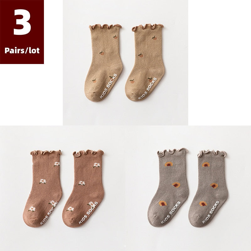 3 Pairs/ Socks Anti Slip Newborn Baby Cotton Socks