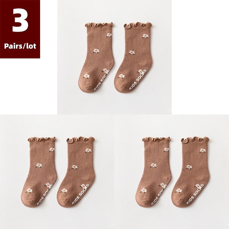 3 Pairs/ Socks Anti Slip Newborn Baby Cotton Socks