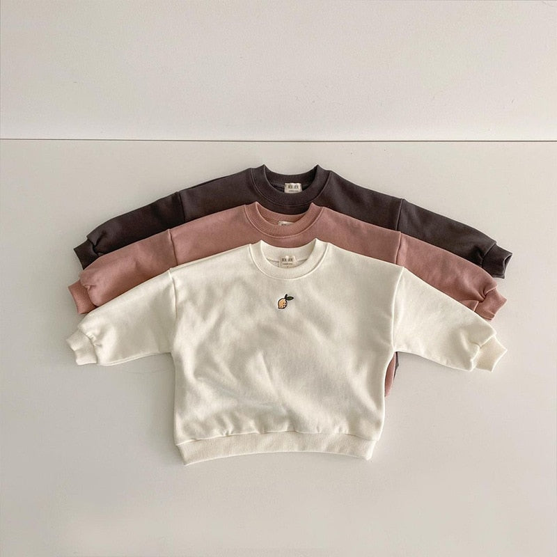 Baby Crewneck Lemon Embroidery Sweatshirts