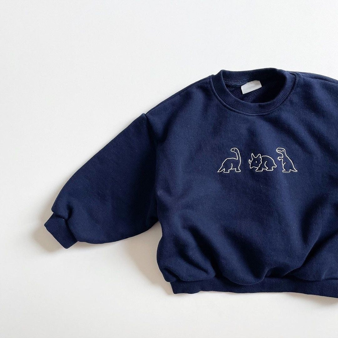 Dinosaur Embroidery Crewneck Sweatshirt