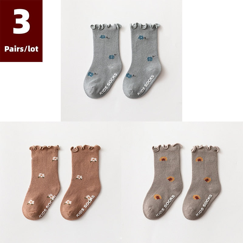 3 Pairs/ Socks Anti Slip Newborn Baby Cotton Socks