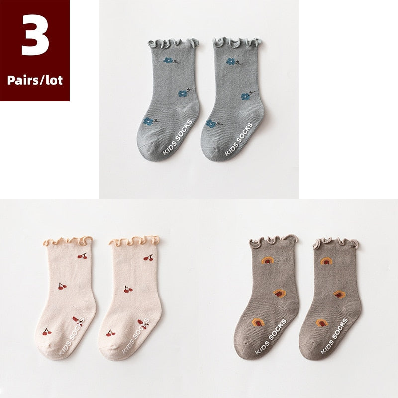 3 Pairs/ Socks Anti Slip Newborn Baby Cotton Socks