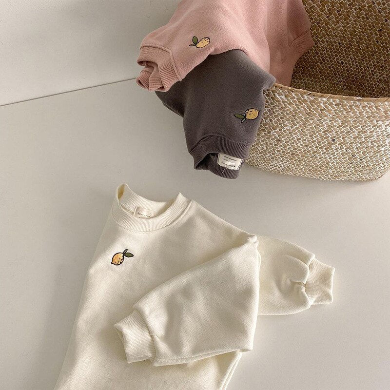 Baby Crewneck Lemon Embroidery Sweatshirts