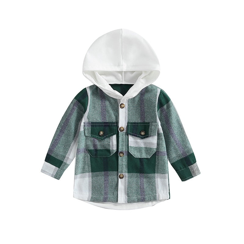 Plaid Long-sleeve Hooded Outwear