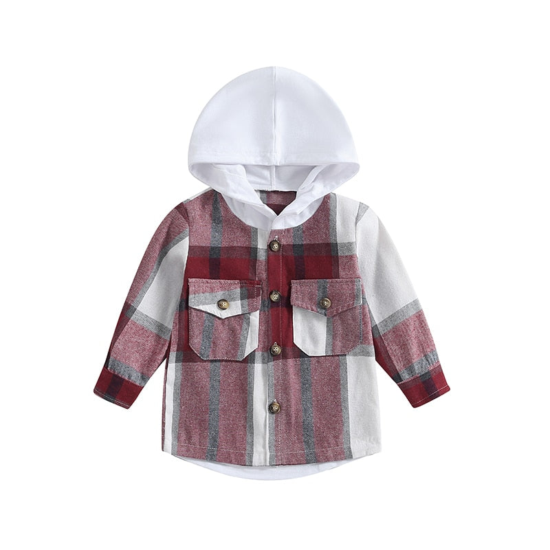 Plaid Long-sleeve Hooded Outwear