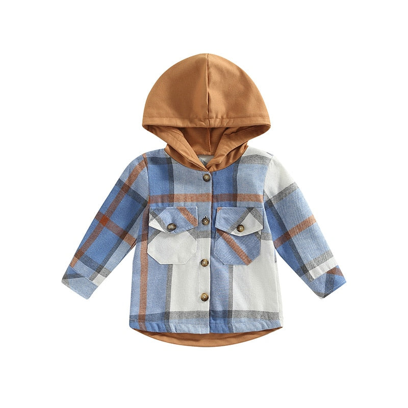 Plaid Long-sleeve Hooded Outwear