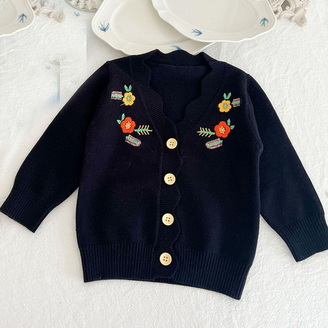 Embroidered Long-Sleeved Cardigan