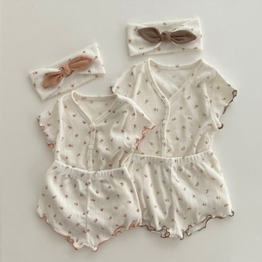 Floral Short Sleeve 2pcs Pajamas