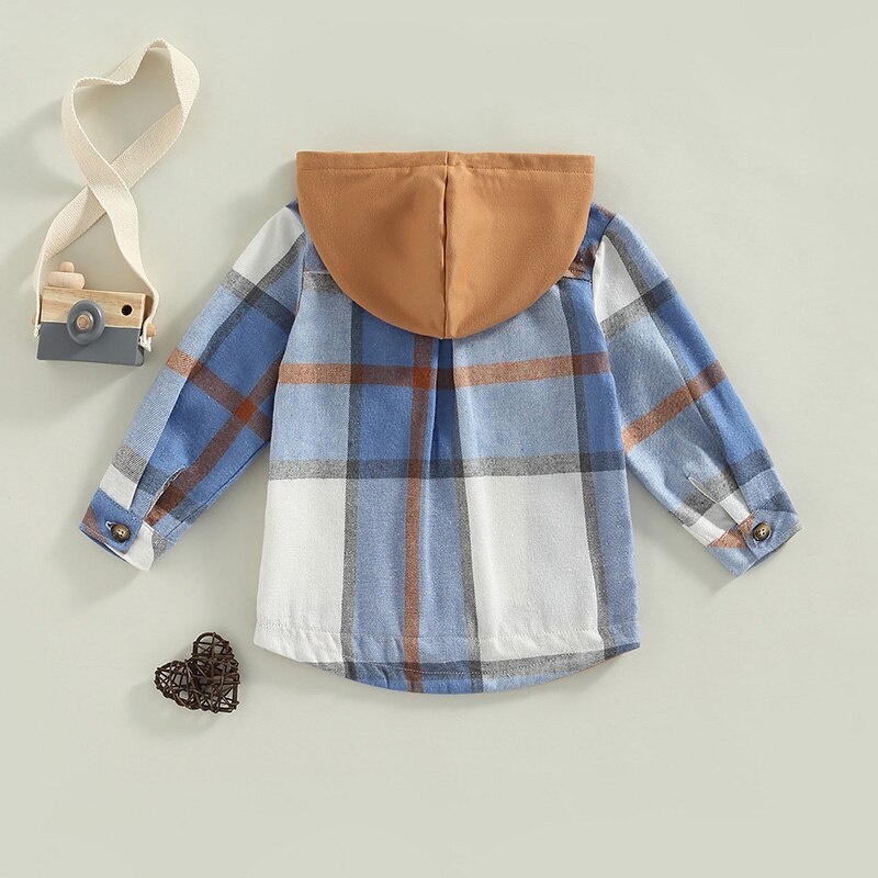 Plaid Long-sleeve Hooded Outwear