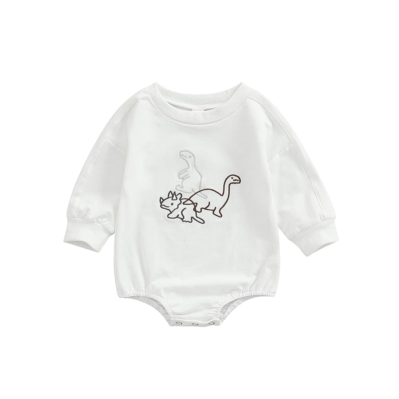 Embroidered Dinosaur Rompers