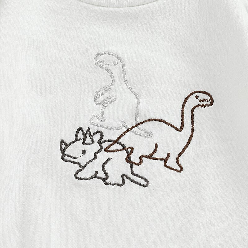 Embroidered Dinosaur Rompers