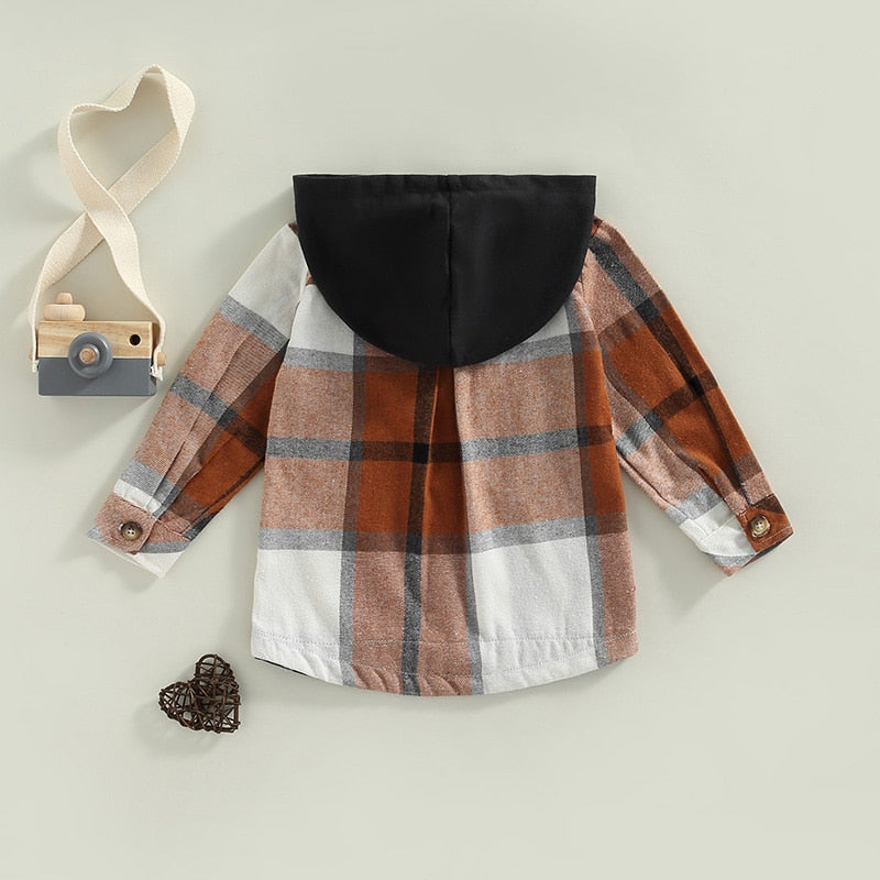 Plaid Long-sleeve Hooded Outwear